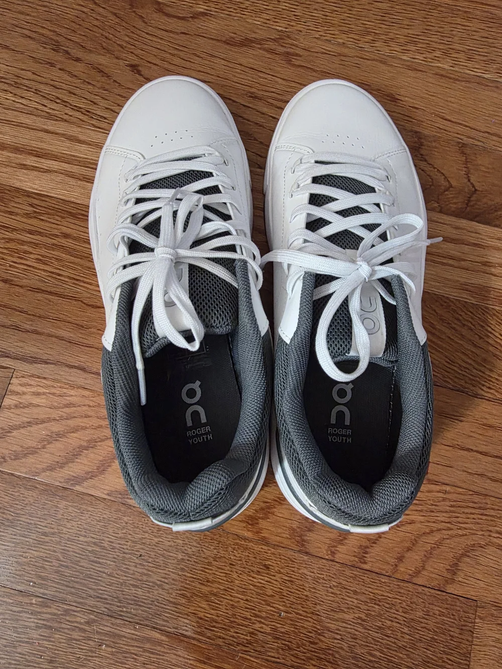 On Running Kids White Sneakers with Gray Accents